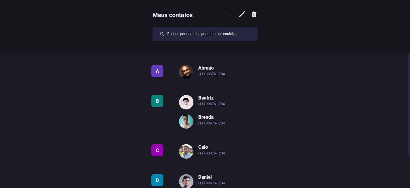 preview of project contacts-list